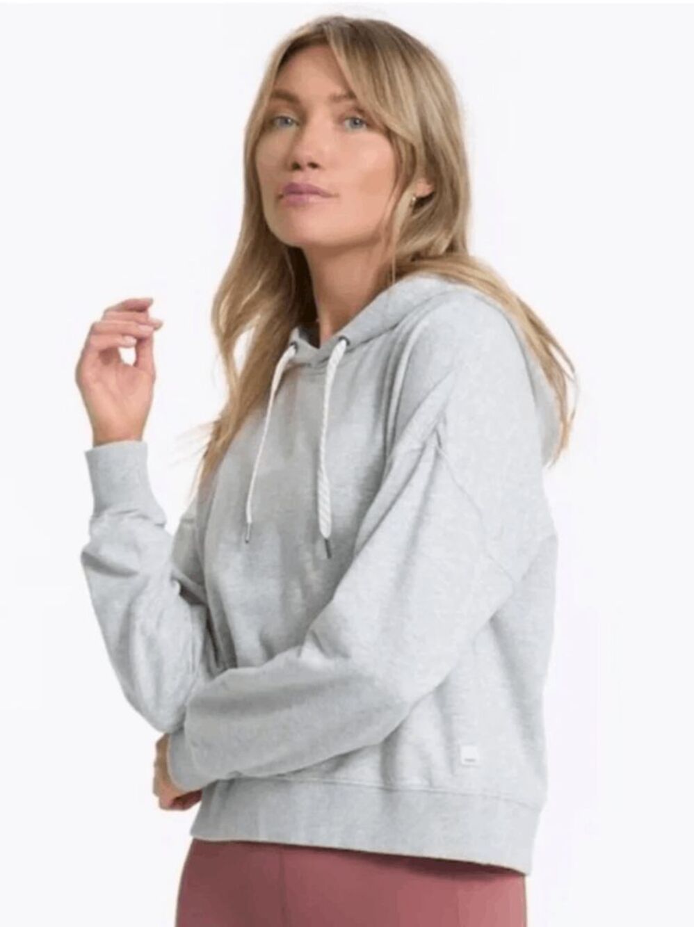 Vuori Heathered Grey Laguna Cropped Pullover Hoodie Women's Size XS